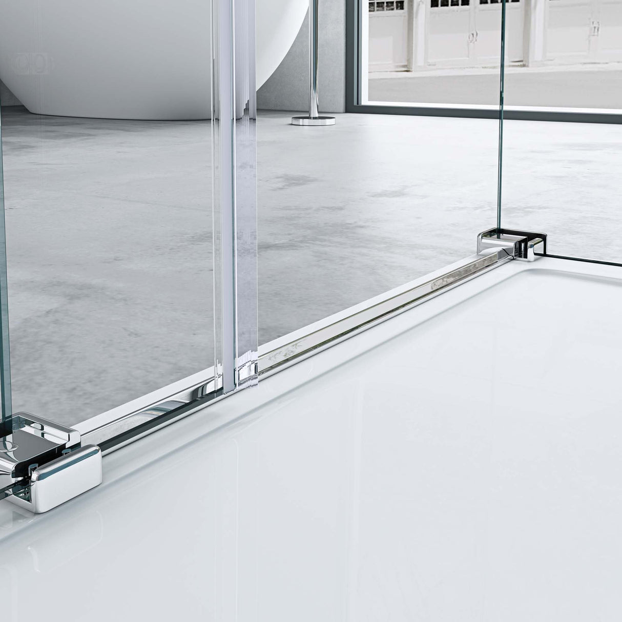 Box doccia a U Glasvilla senza telaio, porta scorrevole da 195 cm, parete divisoria per doccia, vetro trasparente ESG Nano da 8 mm, staffa a 4 punti, parete doccia Rav17-2UK