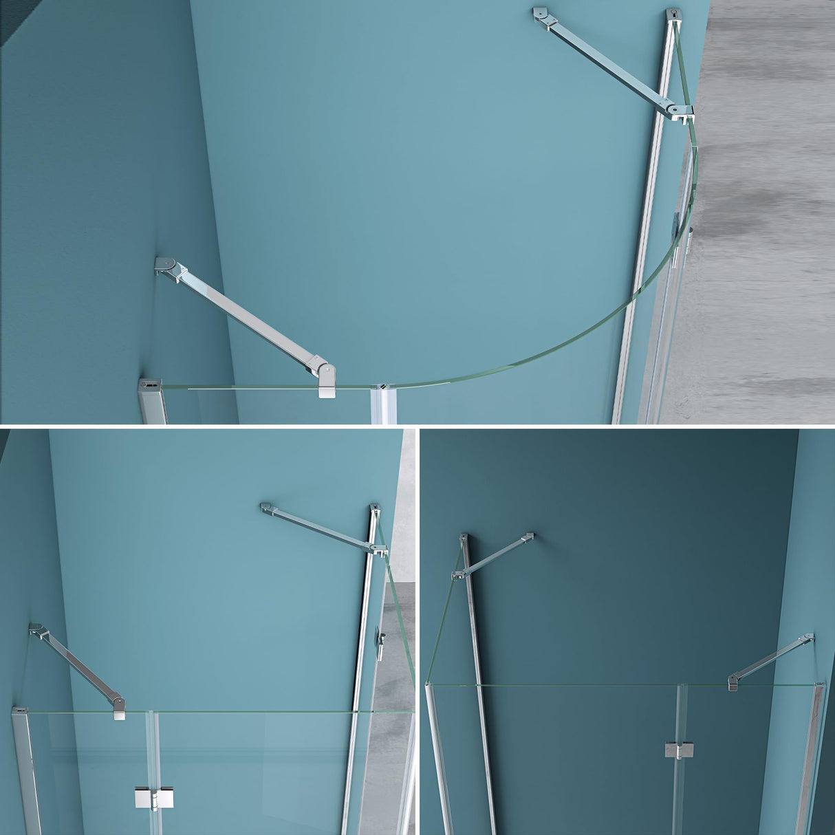 Maniglione di sostegno Glasvilla per doccia, parete divisoria per doccia, parete in vetro per doccia | Stabilizzatore per doccia walk-in | Rotazione a 180° per spessori del vetro da 6 a 10 mm