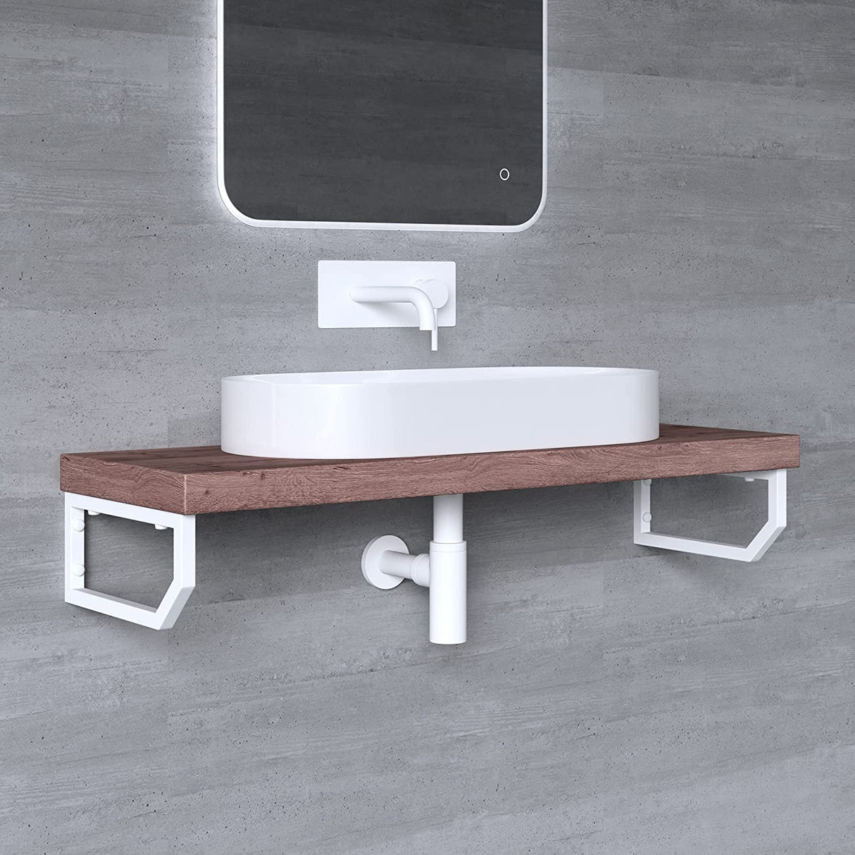 Supporto da parete Glasvilla Design in acciaio inox per lavabo WH03
