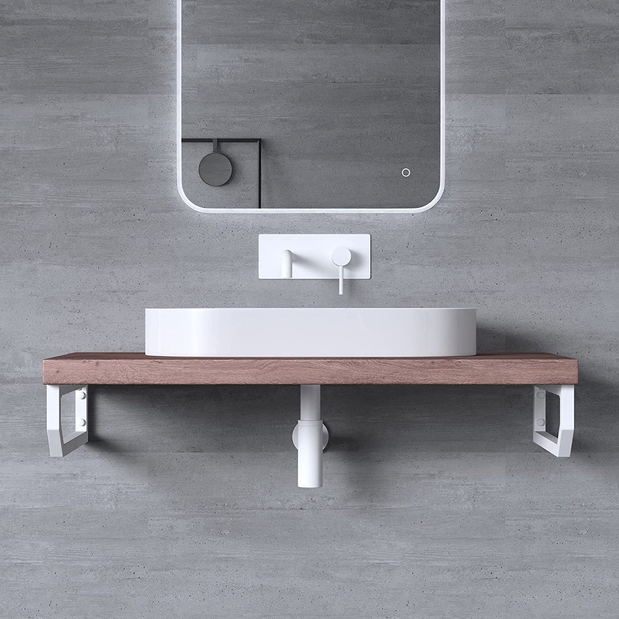 Supporto da parete Glasvilla Design in acciaio inox per lavabo WH03