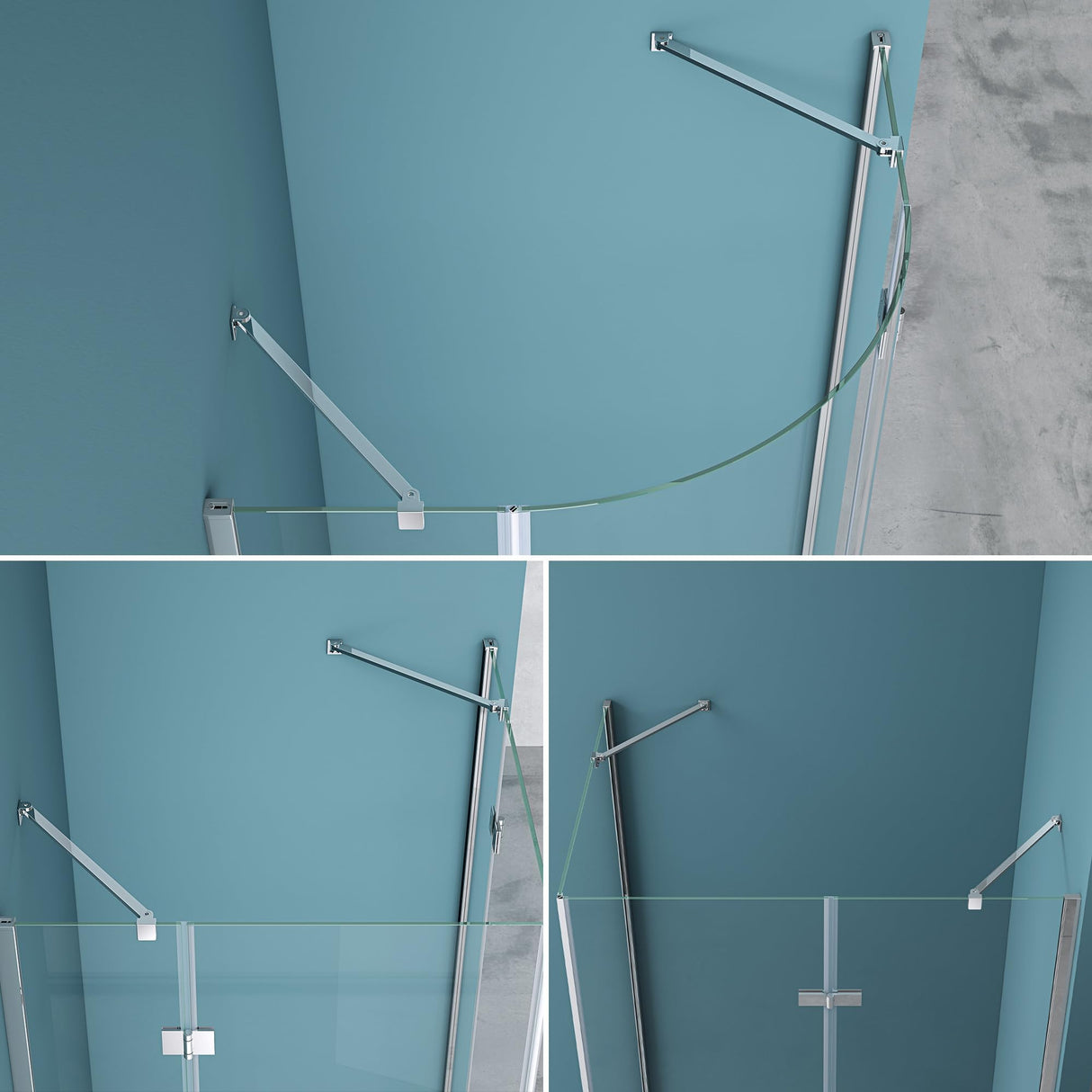 Maniglione di sostegno Glasvilla per doccia, parete divisoria per doccia, parete in vetro per doccia | Stabilizzatore per doccia walk-in | Rotazione a 180° per spessori del vetro da 6 a 10 mm