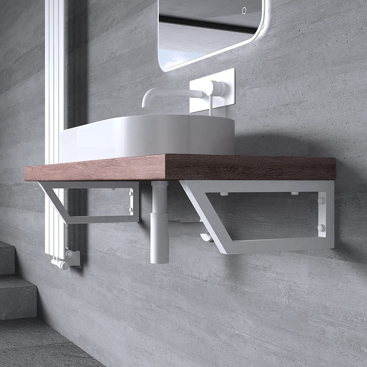 Supporto da parete Glasvilla Design in acciaio inox, supporto per lavabo, supporto per mensola, supporto per mensola WH04