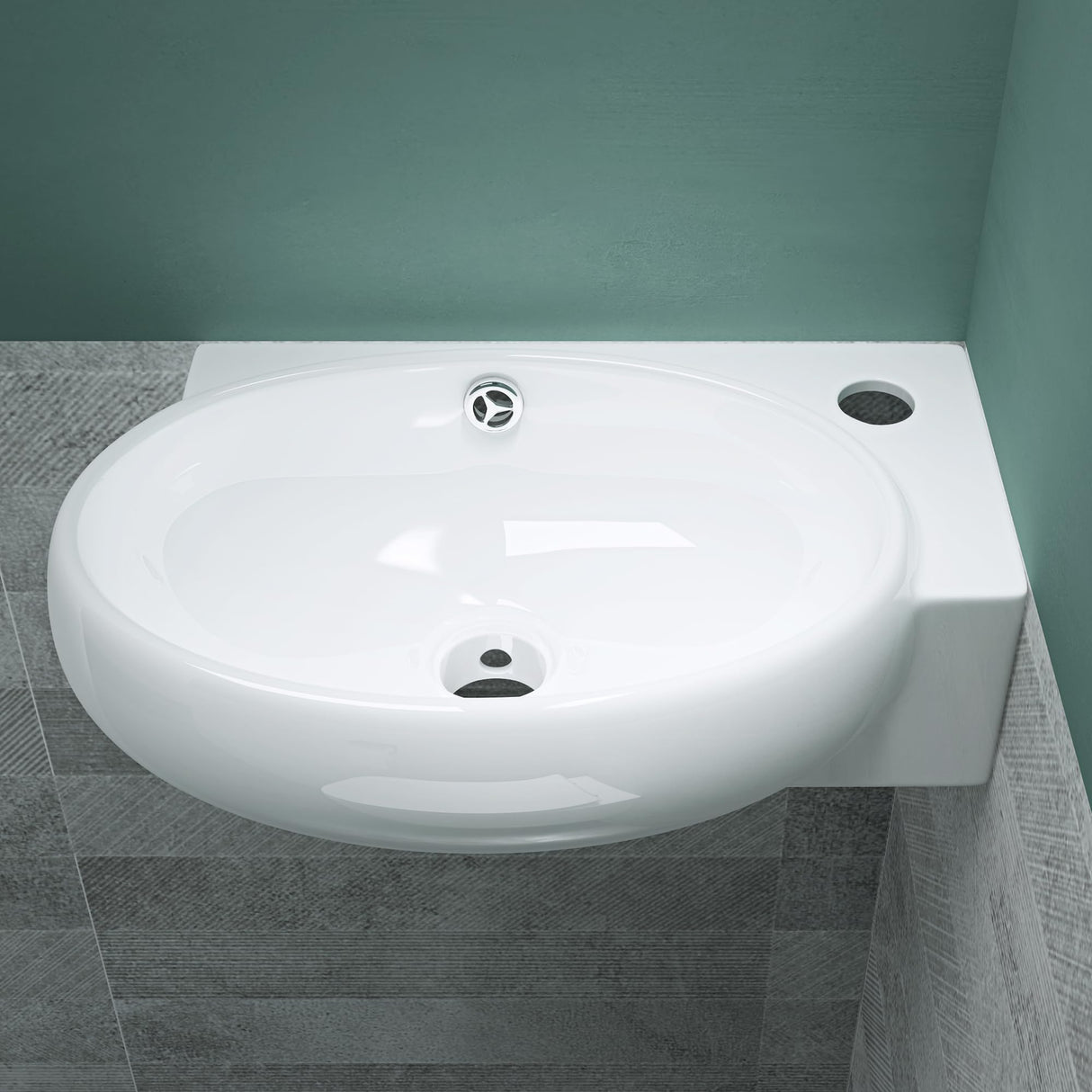 glasvilla Lavabo da Appoggio 42X28X15cm Lavabo Bagno Sospeso Lavandino Bagno in Ceramica con Nano Rivestimenti Brüssel001