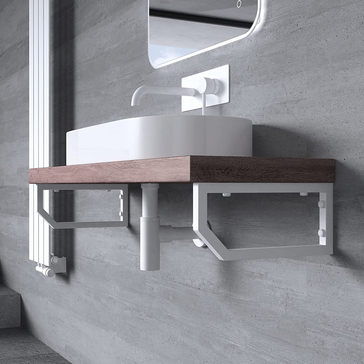 Supporto da parete Glasvilla Design in acciaio inox per lavabo WH03