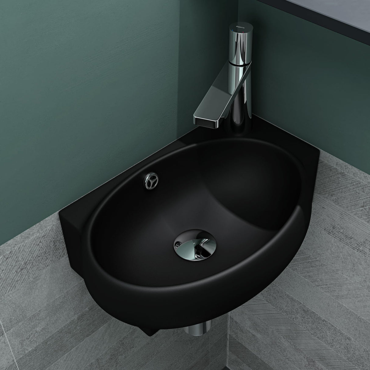glasvilla Lavabo da Appoggio 42X28X15cm Lavabo Bagno Sospeso Lavandino Bagno in Ceramica con Nano Rivestimenti Brüssel001