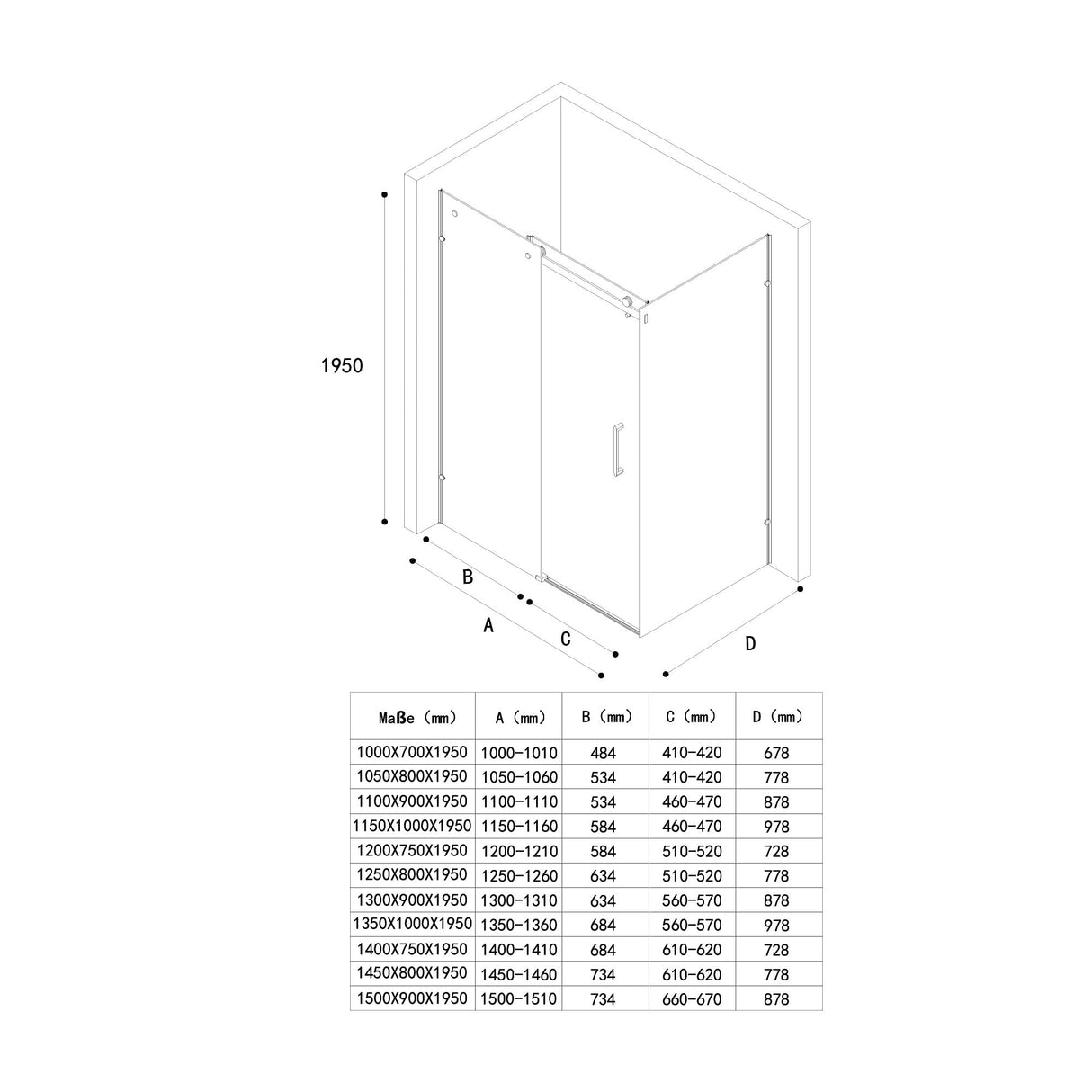 Box doccia Glasvilla con porta scorrevole angolare, in acciaio ESG da 8 mm con rivestimento NANO, supporto doccia a 4 punti Rav17-2K