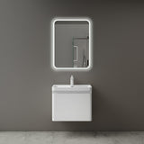 glasvilla Mobile Bagno Sospeso Mobile da Bagno con Cassetto a Chiusura Soft Close e Lavabo da Marmo fuso, Ancona
