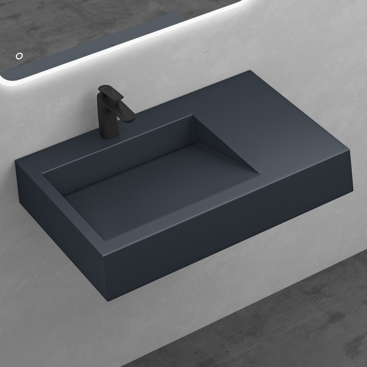 glasvilla lavabo lavabo suspendido lavabo sobre encimera mineral rectangular Col11