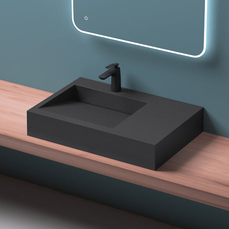 glasvilla Lavabo da Appoggio da Marmo Fuso Lavabo Bagno Sospeso Lavandino Bagno Rettangolare Col11