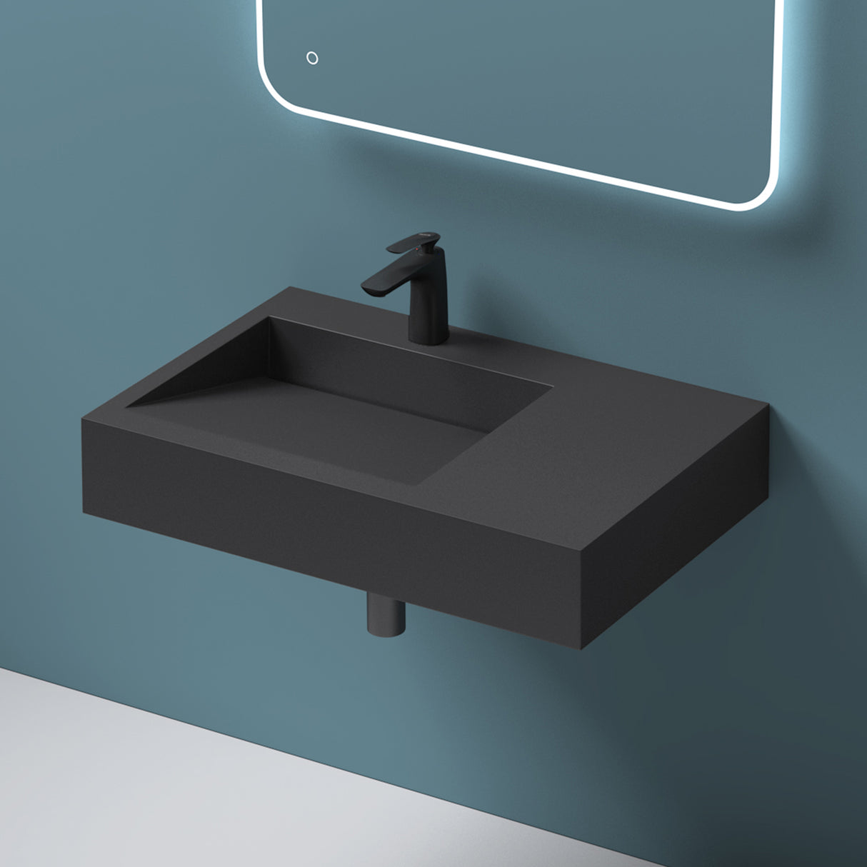 glasvilla Lavabo da Appoggio da Marmo Fuso Lavabo Bagno Sospeso Lavandino Bagno Rettangolare Col11
