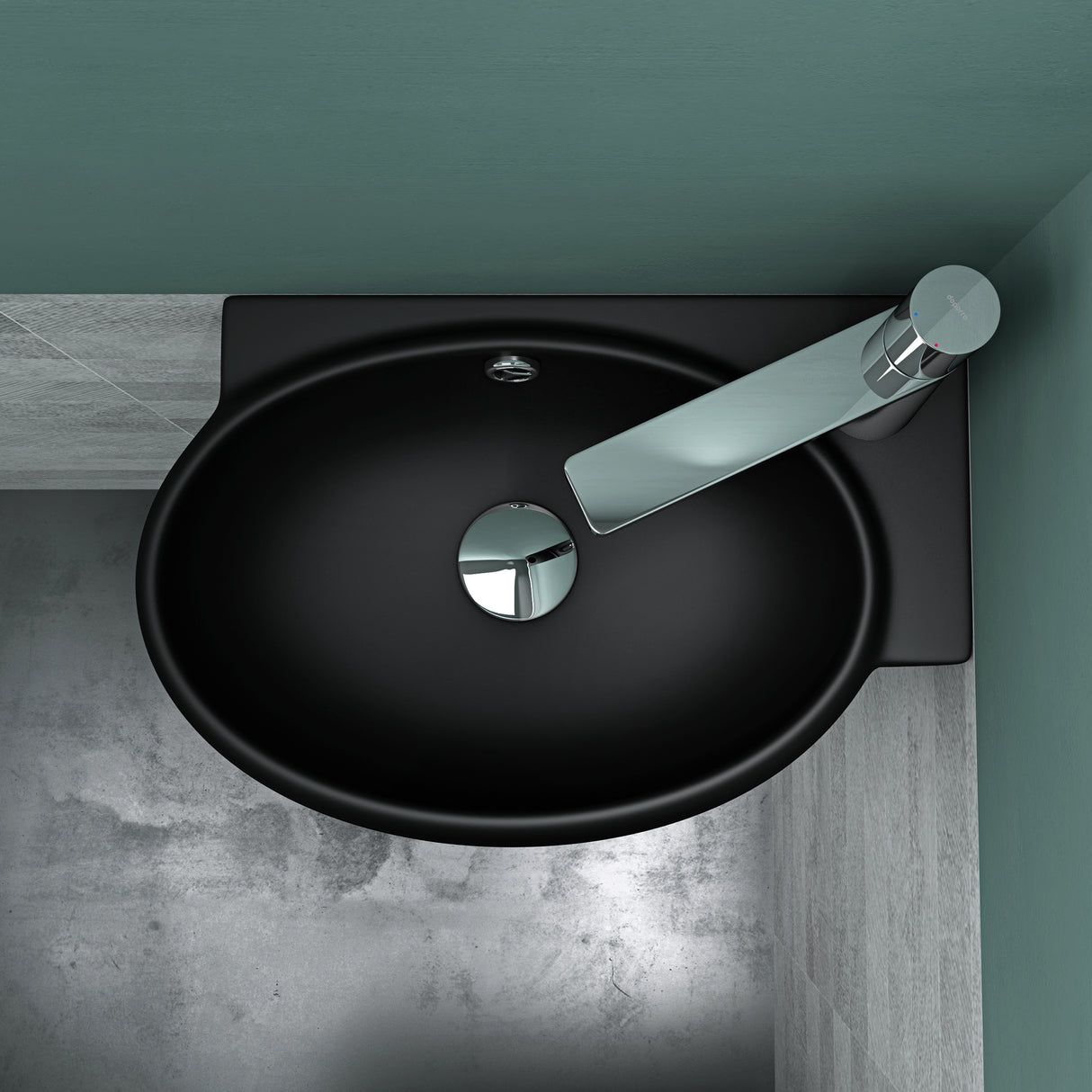 glasvilla Lavabo da Appoggio 42X28X15cm Lavabo Bagno Sospeso Lavandino Bagno in Ceramica con Nano Rivestimenti Brüssel001