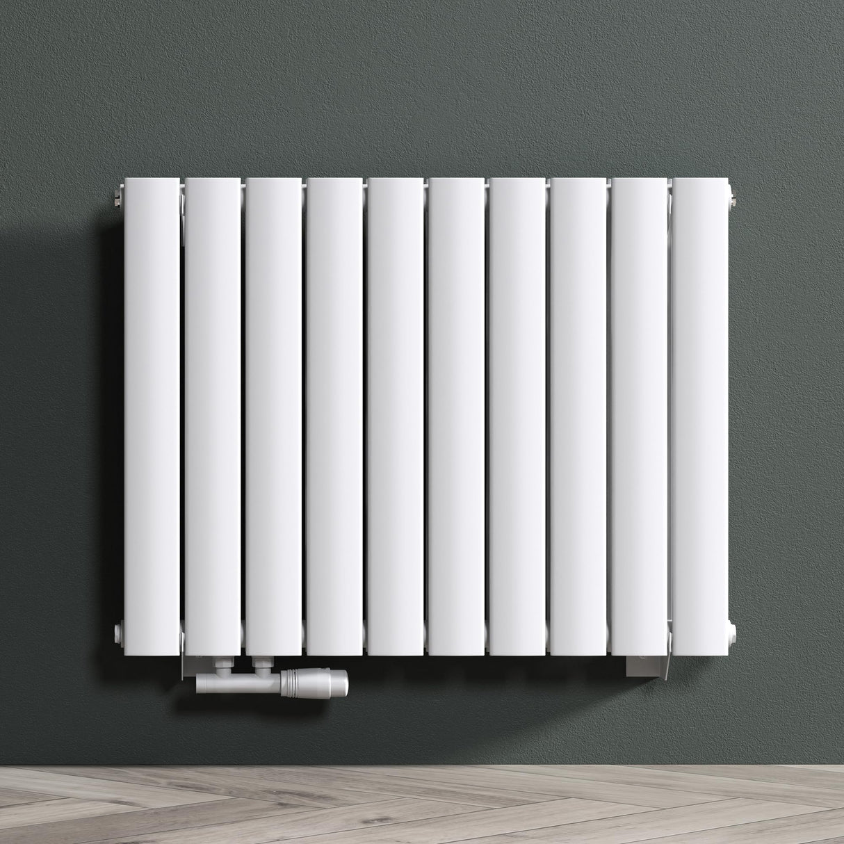 Radiatore da bagno Glasvilla, attacco centrale piatto e attacco laterale, pannello radiante per riscaldamento bagno, strato singolo in acciaio FV