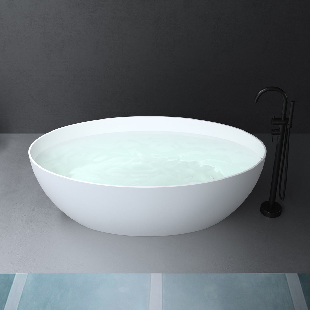 glasvilla Vasca da Bagno Freestanding, Vasca da Bagno in Marmo Fuso con Rivestimento Nano, Bianca Opaca