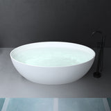 glasvilla Vasca da Bagno Freestanding, Vasca da Bagno in Marmo Fuso con Rivestimento Nano, Bianca Opaca