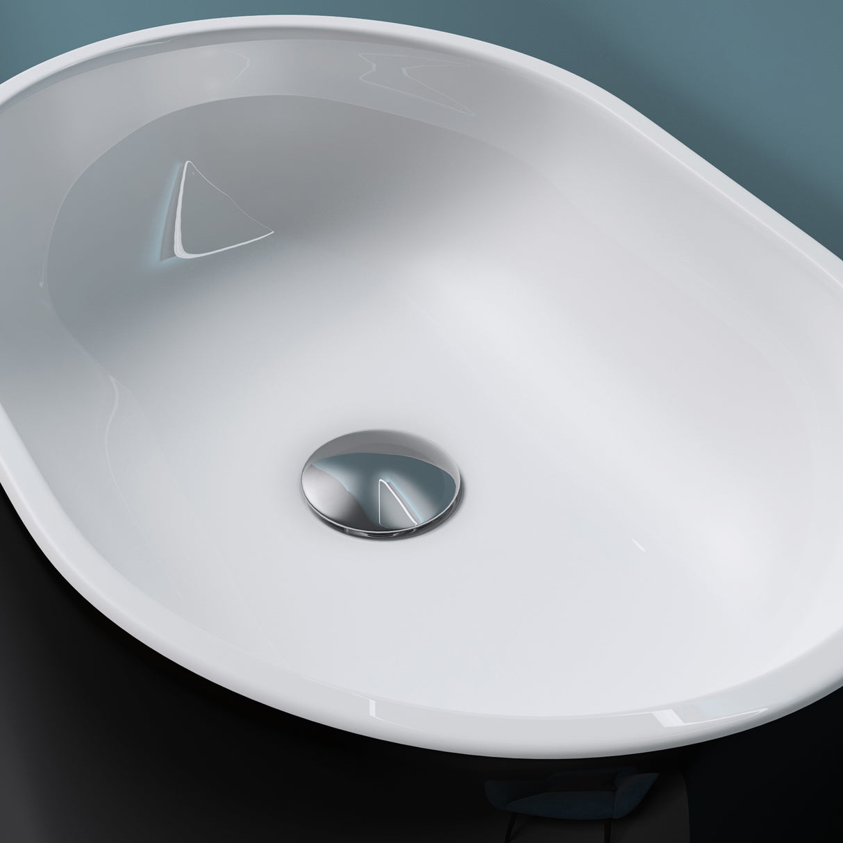 Lavabo a colonna Glasvilla Design, freestanding Col32 in ghisa minerale, lavabo a colonna