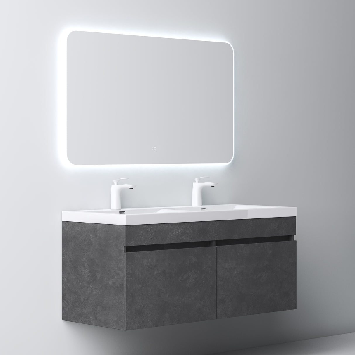 glasvilla Mobile Bagno Sospeso Mobili da Bagno con Lavabo da Marmo fuso, Botanica
