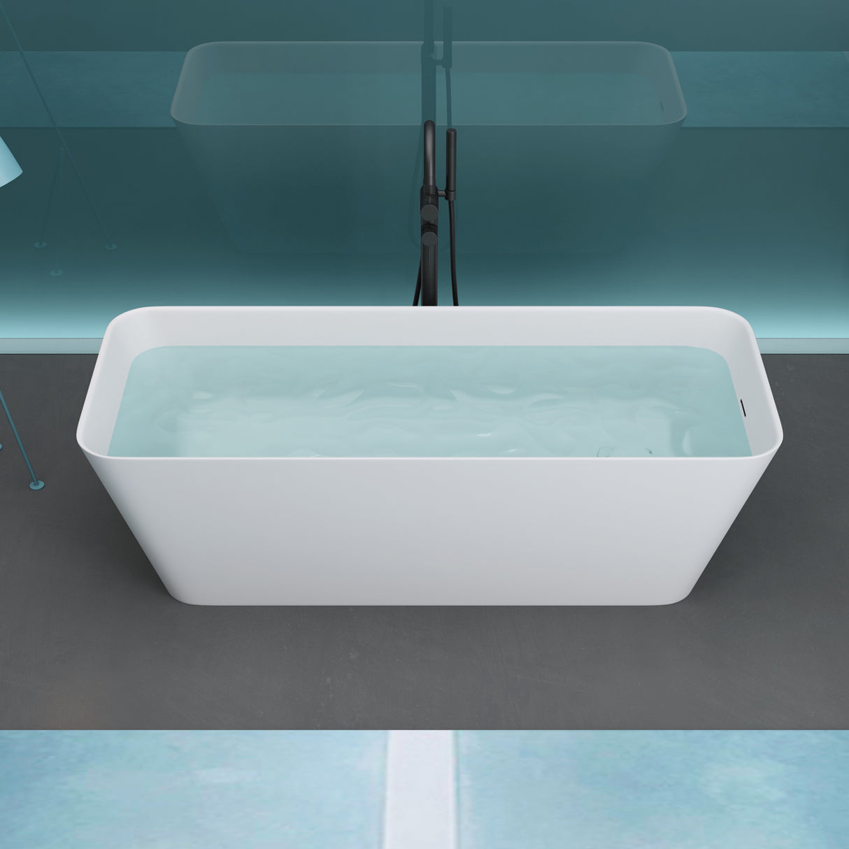 glasvilla Vasca da Bagno Freestanding, Vasca da Bagno in Marmo Fuso con Rivestimento Nano, Bianca Opaca
