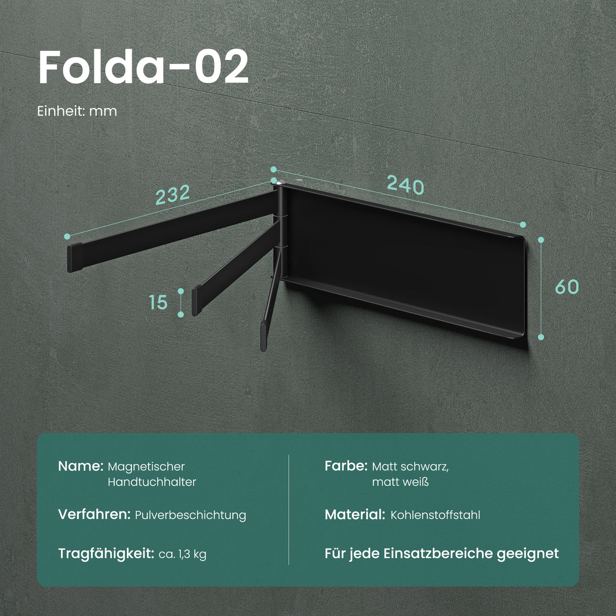 glasvilla Porta Asciugamani da Parete Portasciugamani con 3 Bracci Girevole a 180° Porta Asciugamani Adesivo da Parete per Bagno e Cucina Folda-02