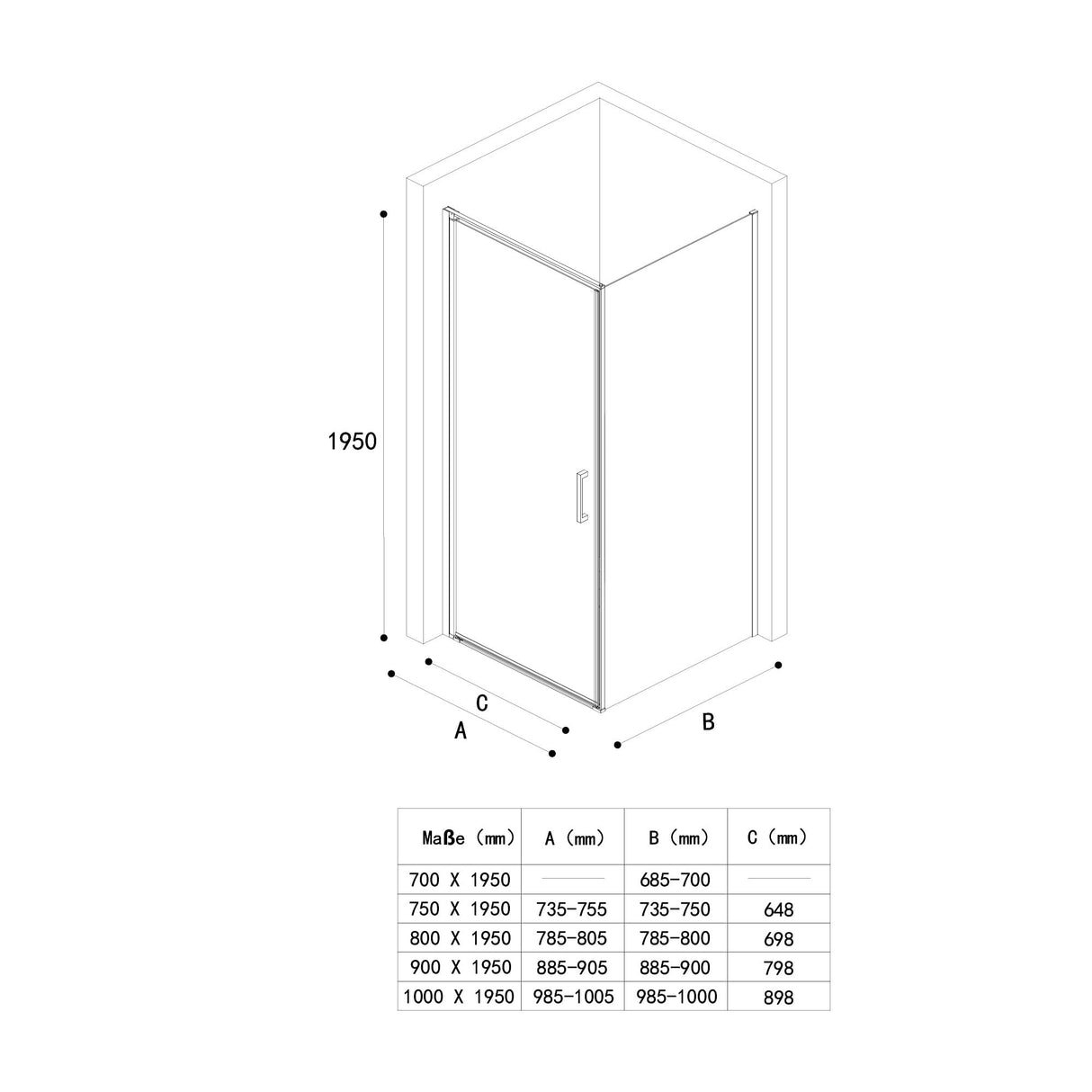 glasvilla Box Doccia in Vetro Parzialmente Smerigliato 8 mm Box Doccia con Meccanismo Alza/Abbassa e Porta Girevole Box Cabina Doccia Angolare Ravenna36MS-plus
