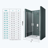 glasvilla Duschtür Nischentür dusche Duschabtrennung Duschkabine Schwingtür 180° Doppeltür 6mm ESG Nano-Beschichtung Klarglas/Satiniert Streifen/Vollsatiniert mit Hebe- und Senkmechanismus Teramo24K+MS+VS