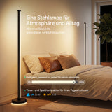 glasvilla Stehlampe Wohnzimmer Dimmbar, RGBICWW Stehlampe mit reinem Warmweiß & 16 Millionen Farben, App & Fernbedienung, Musik-Sync, 270° Licht, Timer, für Schlafzimmer Gaming, Lineora-01