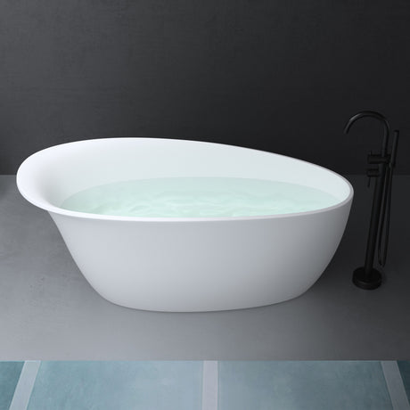 Vasca da bagno indipendente Glasvilla, vasca da bagno in ghisa minerale bianca opaca, inclusa nano-sigillatura