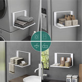 glasvolla Mensola Pieghevole per Lavatrice 41x25cm, Mensola Magnetica Lavatrice in Acciaio al Carbonio, Mensola da Parete Multifunzionale per Bagno e Cucina Folda-01