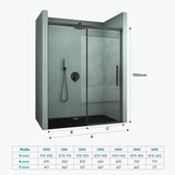 glasvilla Duschtür Nischentür dusche Duschabtrennung Chrom und Schwarz Duschkabine Nischenschiebetür 6mm ESG-Sicherheitsglas inkl. Soft-Close Teramo12K