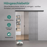 glasvilla Glasschiebetür komplettset Zimmertür Mate Negro 8mm ESG-Sicherheitsglas, Schiebetür Glas negro cepillado con riel de aluminio Muranino-001