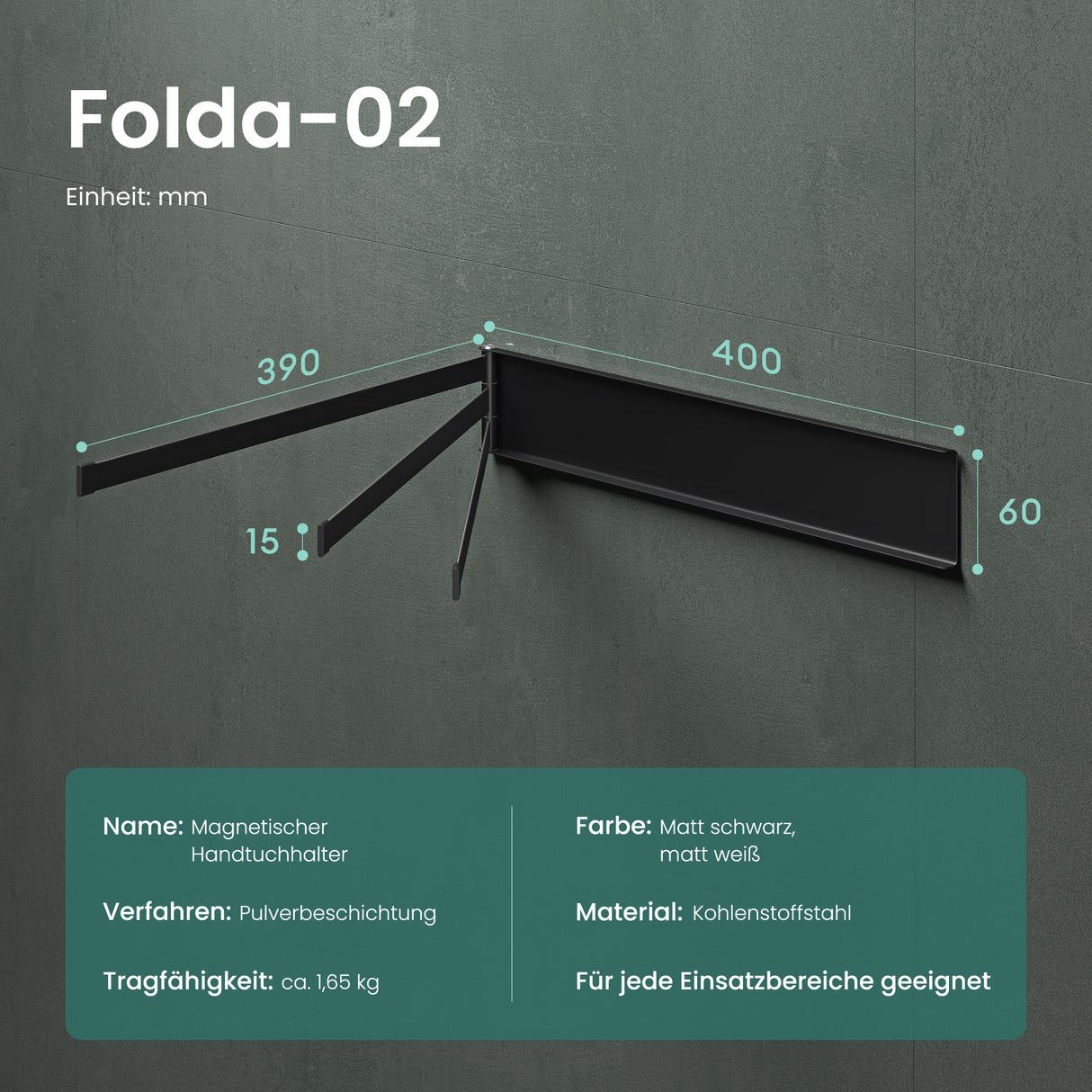 glasvilla Porta Asciugamani da Parete Portasciugamani con 3 Bracci Girevole a 180° Porta Asciugamani Adesivo da Parete per Bagno e Cucina Folda-02