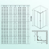 glasvilla Box doccia Angolare in Vetro, Cabina Bagno con Doppia Porta Scorrevole Box Doccia in Vetro di Sicurezza Temperato da 6 mm, Ravenna16K