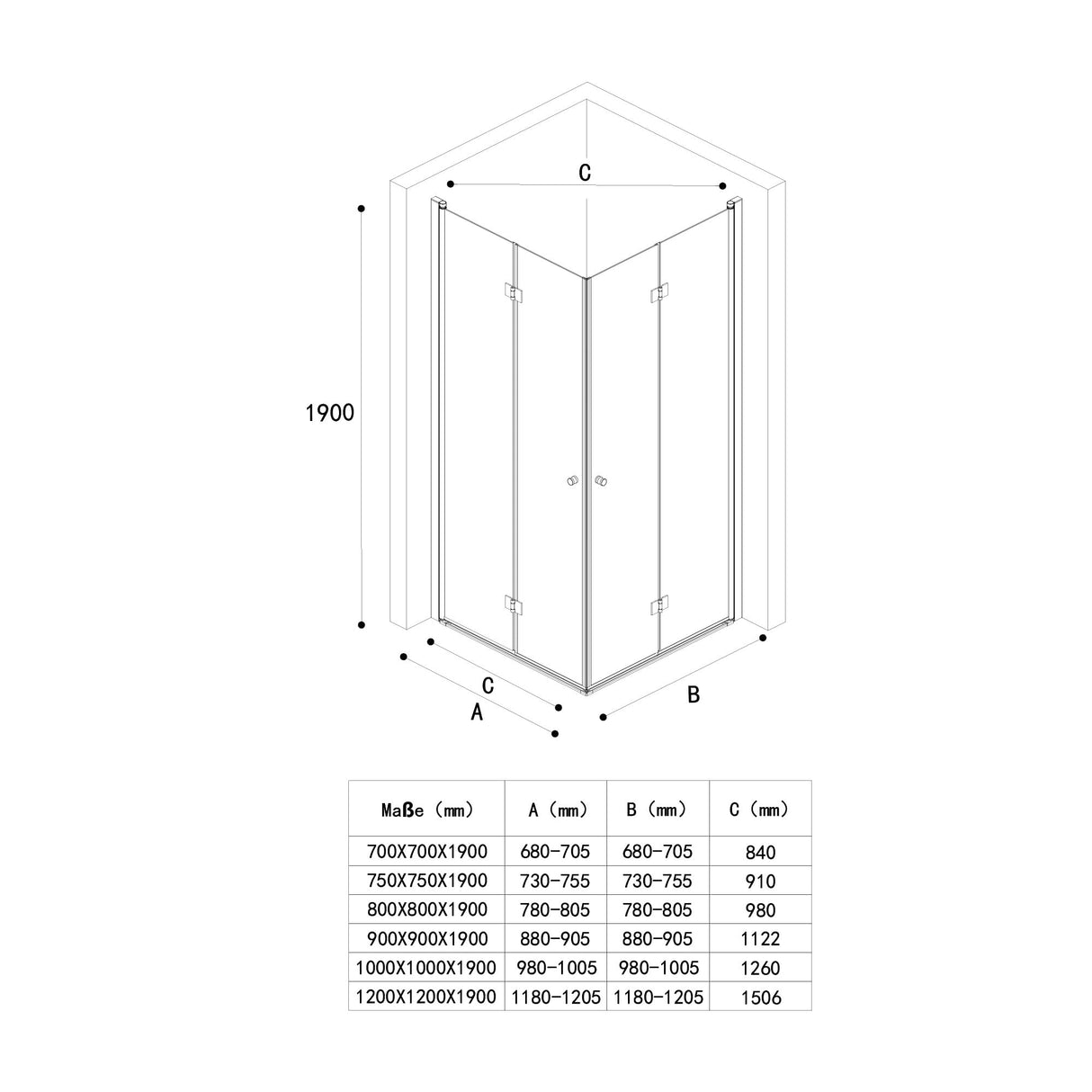 glasvilla Box Doccia con Porte Pieghevole a 180°in Vetro Parzialmente Smerigliato Box Cabina Doccia Angolare con Effetto Loto Ravenna26