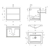 glasvilla Mobile Bagno Sospeso con 2 Cassetti di Chiusura Soft Close, Mobiletto per Bagno con Lavabo da Marmo Fuso, Lavabo da Appoggio Antracite Opaco, Rimo