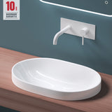 glasvilla Lavabo da Incasso in Ceramica Lavabo Sottopiano Ovale con Nano Rivestimenti Bianco Brüssel5006A