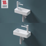 glasvilla Lavabo Bagno Sospeso in Ceramica Lavandino Bagno Rettagolare con Nano Rivestimenti Bianco Brüssel3053