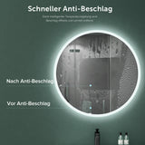 glasvilla Specchio da Bagno Appeso Specchio a LED Rotondo Specchio da Parete con Strato Anti-Appannamento e Interruttore a Sfioramento LED-Spiegel 05