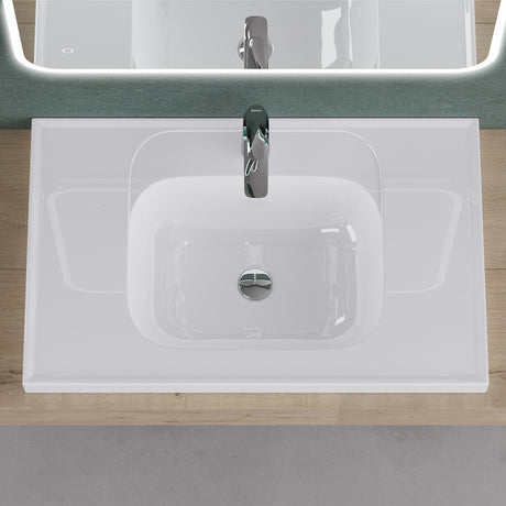 glasvilla Lavabo da Incasso da Marmo fuso Lavabo Bagno Sospeso Lavandino Bagno Rettangolare Bianco Col3601