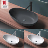 glasvilla Lavabo da Appoggio da Marmo Fuso Lavandino Bagno Ovale senza Foro per Rubinetto e Troppopieno Col809