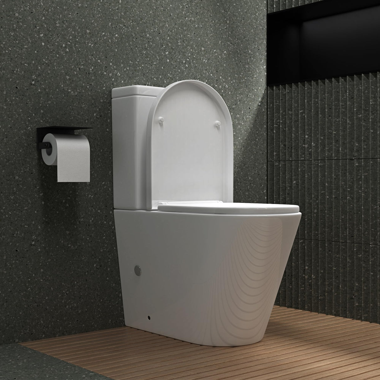 glasvilla Sanitari Bagno a Terra 36x63x82cm in Ceramica Sanitari Bagno con Soft Close Vaso Montaggio a Terra, Stand108T