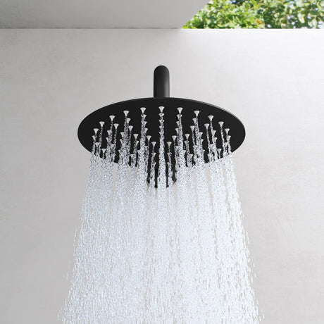 glasvilla Wassersparende Regendusche Wellness-Duschsystem schwarz matt mit rundem Duschkopf (Ø 19cm) Dusch-Set mit Handbrause & Einhebelmischer in zeitloser Optik