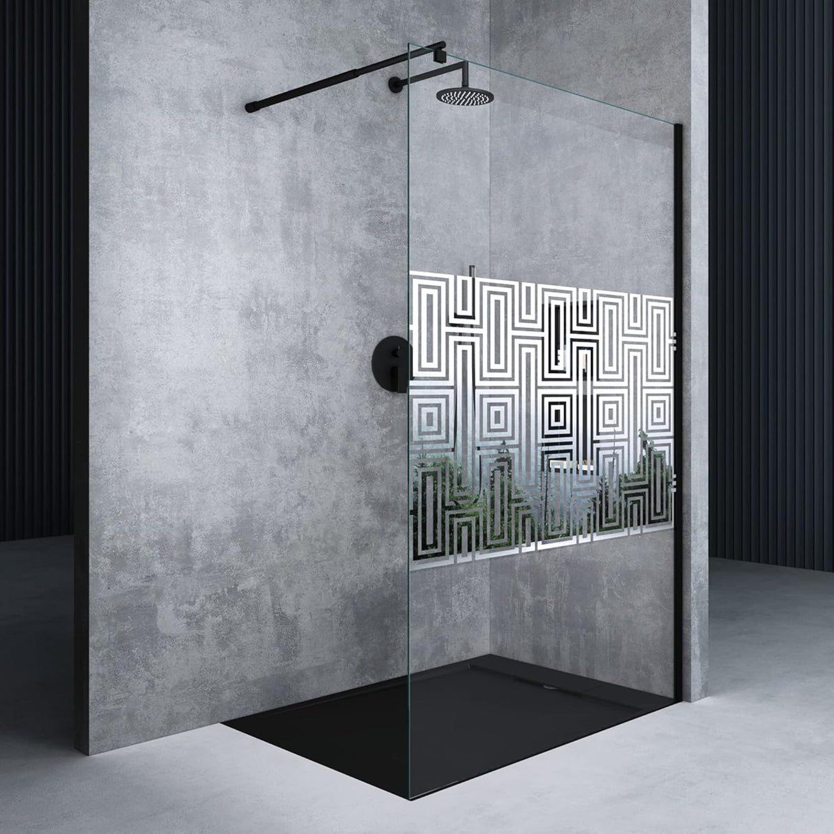 glasvilla Box Doccia Walk-In in Vetro 10mm Parete Doccia in Vetro di Sicurezza ESG con Rivestimento Nano e Braccio di Sostegno BRAM1&BRAM3 Bremen2