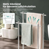 glasvilla Handtuchständer freistehend mit 2 Stangen, Handtuchhalter stehend Handtuchhalter ohne Bohren 55 × 20 × 82,5 , Edelstahl, Mineralstein-Sockel mit Ablage, Tavrin-09
