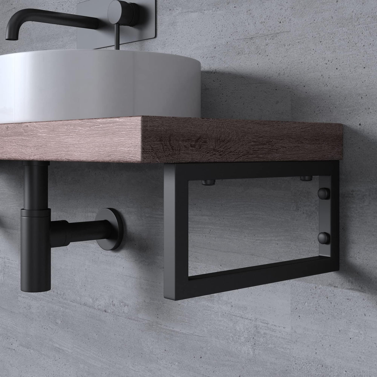Supporto da parete Glasvilla Design in acciaio inox per lavabo, 3 pezzi, WH01