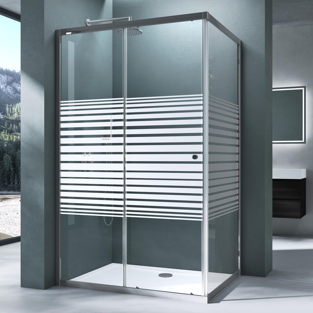 glasvilla Box doccia Angolare in Vetro, Cabina Bagno con Doppia Porta Scorrevole, Box Cabina Doccia in Vetro di Sicurezza ESG da 6 mm, Ravenna16MS