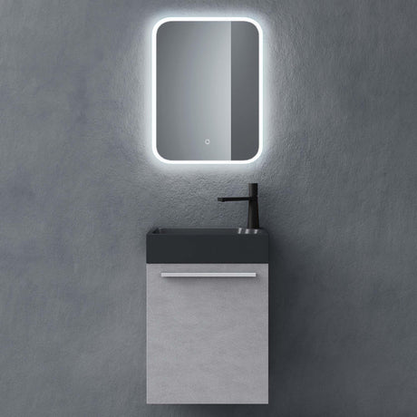 glasvilla Badmöbelset Badezimmermöbel Waschbeckenunterschrank inkl. Waschbecken Anthrazit matt und LED-Badspiegel BxTxH 46x26x63 cm Pisa