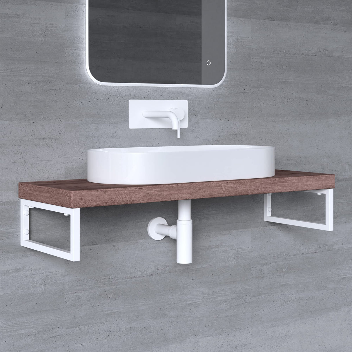 Supporto da parete Glasvilla Design in acciaio inox per lavabo, 3 pezzi, WH01