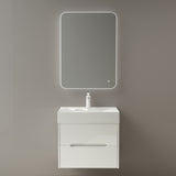 glasvilla Mobile Bagno Sospeso con Cassetti di Soft-close Mobiletto da Bagno con Lavabo da Marmo fuso Yoga