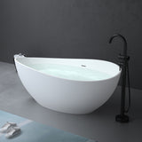 glasvilla Vasca da Bagno Freestanding, Vasca da Bagno in Marmo Fuso con Rivestimento Nano, Bianca Opaca