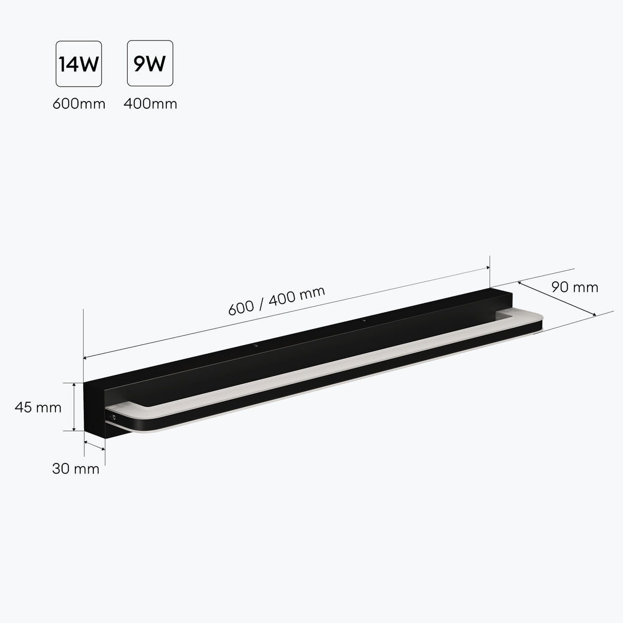 lampada da specchio a LED per bagno Glasvilla | Lampada da specchio, lampada da bagno 4000K | Applique a LED SparkLuxe 