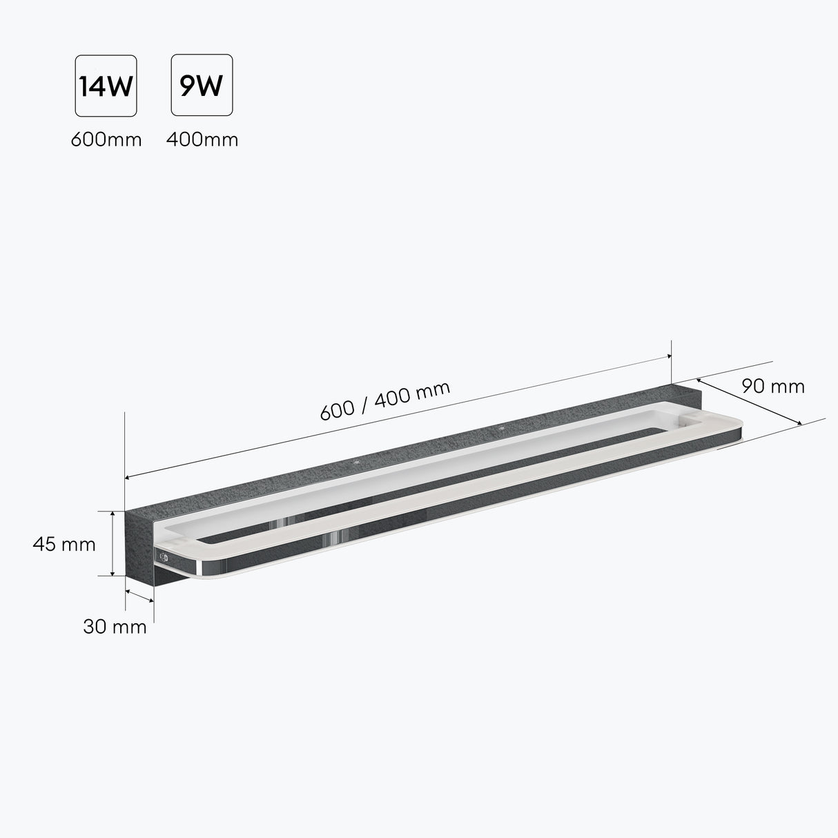 lampada da specchio a LED per bagno Glasvilla | Lampada da specchio, lampada da bagno 4000K | Applique a LED SparkLuxe 